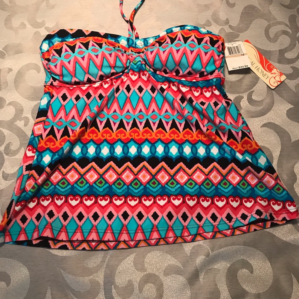 Tropical Honey Tankini Swim Top